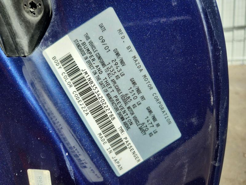 59409066 :رقم المزاد ، JM1NB353420222788 vin ، 2002 Mazda Mx-5 Miata مزاد بيع