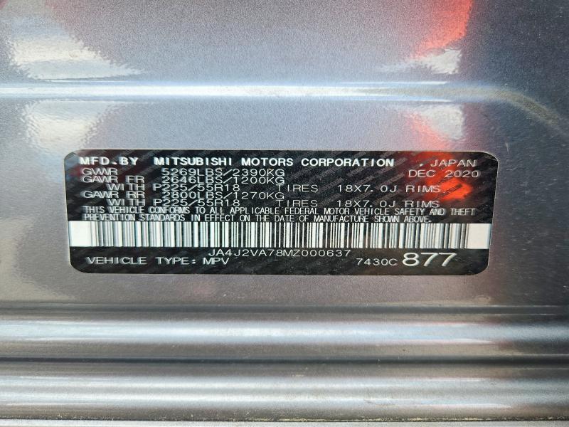 Продажа на аукционе авто 2021 Mitsubishi Outlander, vin: JA4J2VA78MZ000637, номер лота: 68010456