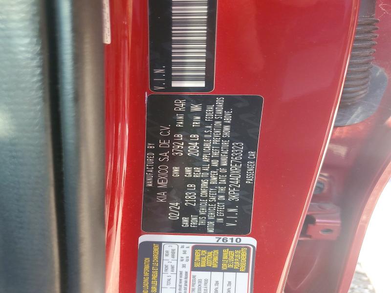 2024 Kia Forte მანქანა იყიდება აუქციონზე, vin: 3KPF24ADXRE763323, აუქციონის ნომერი: 67825766