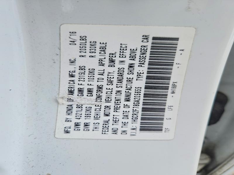 Продажа на аукционе авто 2016 Honda Accord, vin: 1HGCR2F78GA205655, номер лота: 66885176