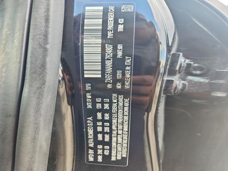 68853616 :رقم المزاد ، ZARFANAN8L7624807 vin ، 2020 Alfa Romeo Giulia مزاد بيع