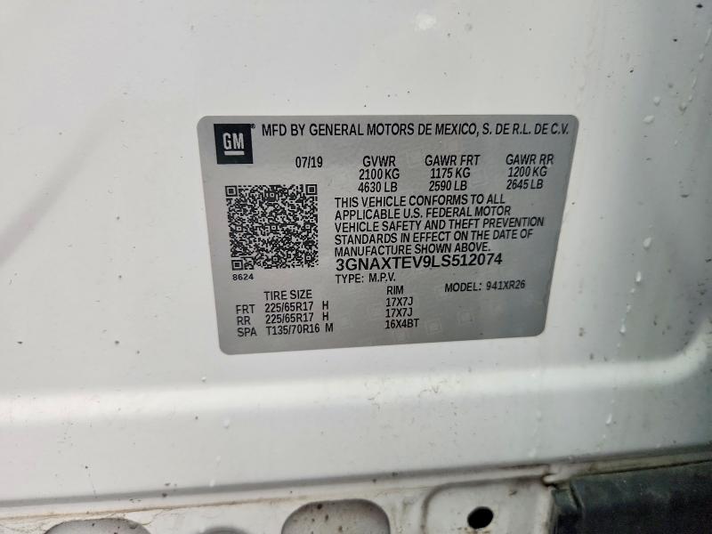 69336036 :رقم المزاد ، 3GNAXTEV9LS512074 vin ، 2020 Chevrolet Equinox مزاد بيع