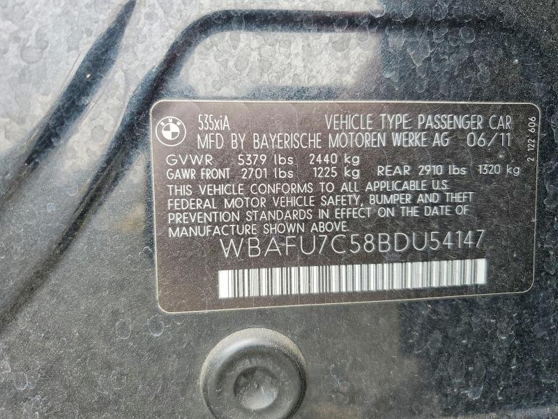 68611966 :رقم المزاد ، WBAFU7C58BDU54147 vin ، 2011 Bmw 535 مزاد بيع