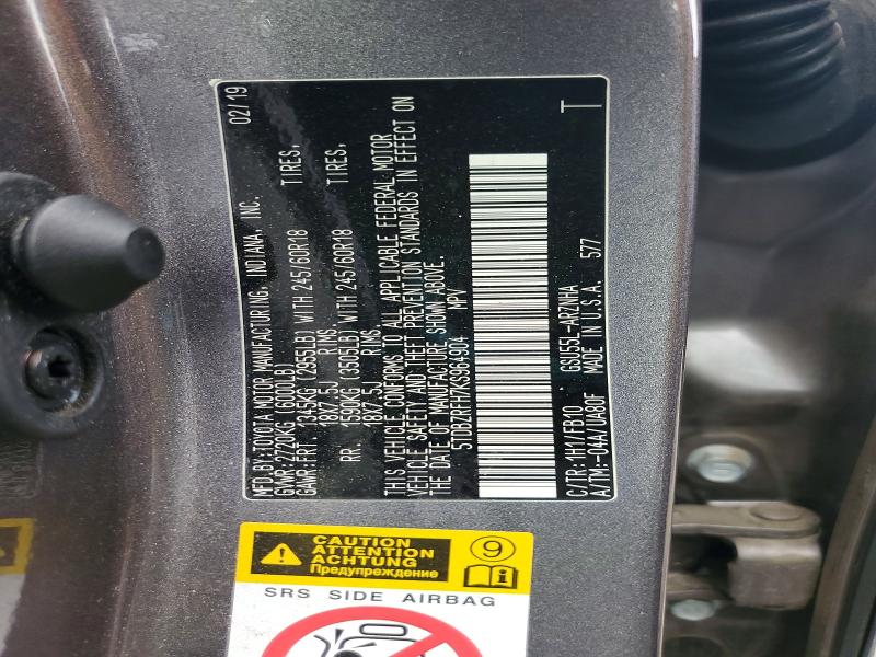 Aukcja sprzedaży 2019 Toyota Highlander, vin: 5TDBZRFH7KS964904, numer aukcji: 69810286