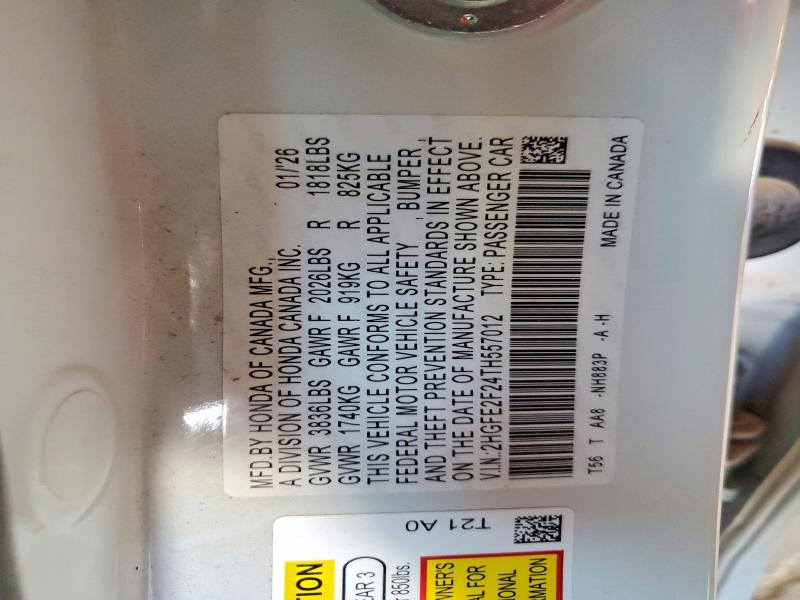 Продажа на аукционе авто 2026 Honda Civic, vin: 2HGFE2F24TH557012, номер лота: 67673436