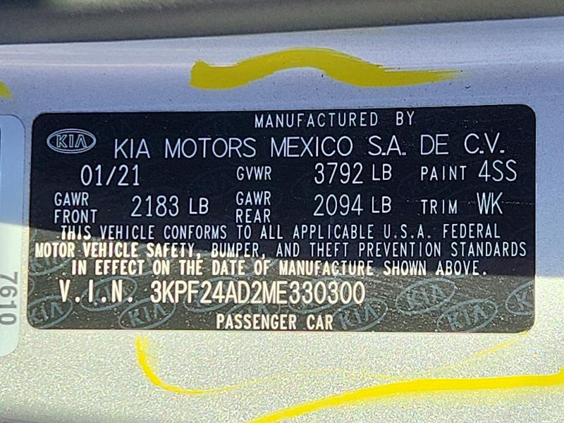 70550776 :رقم المزاد ، 3KPF24AD2ME330300 vin ، 2021 Kia Forte مزاد بيع