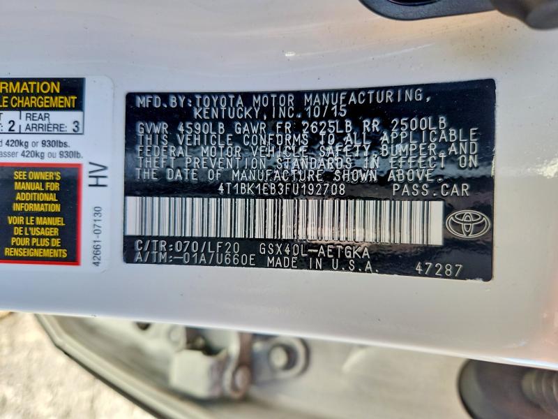Продажа на аукционе авто 2015 Toyota Avalon, vin: 4T1BK1EB3FU192708, номер лота: 67499146