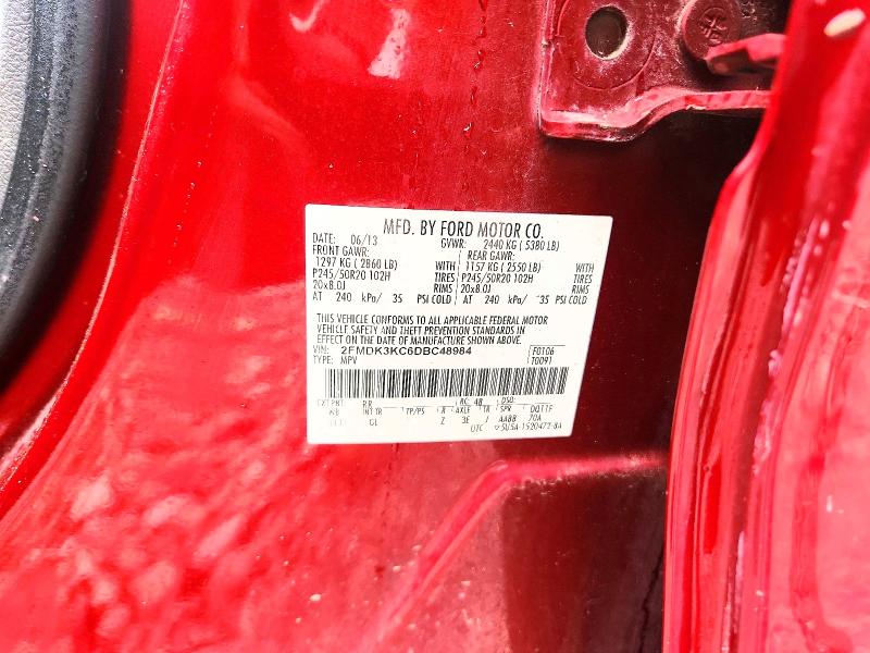 67936706 :رقم المزاد ، 2FMDK3KC6DBC48984 vin ، 2013 Ford Edge مزاد بيع