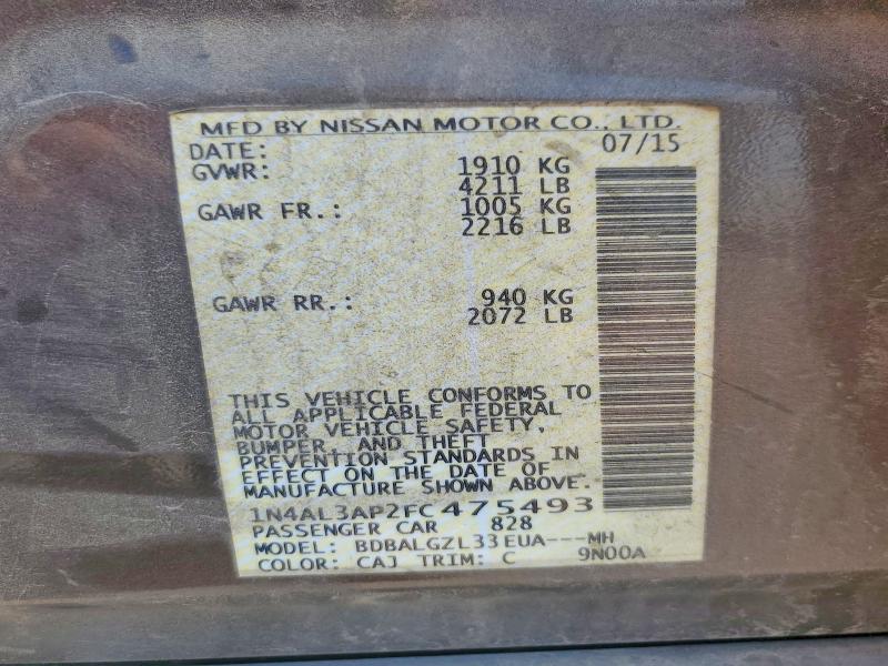 Aukcja sprzedaży 2015 Nissan Altima, vin: 1N4AL3AP2FC475493, numer aukcji: 69606526