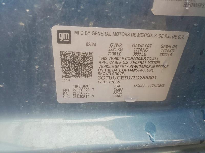 Продажа на аукционе авто 2024 Gmc Sierra, vin: 3GTUUGED1RG286301, номер лота: 66701576