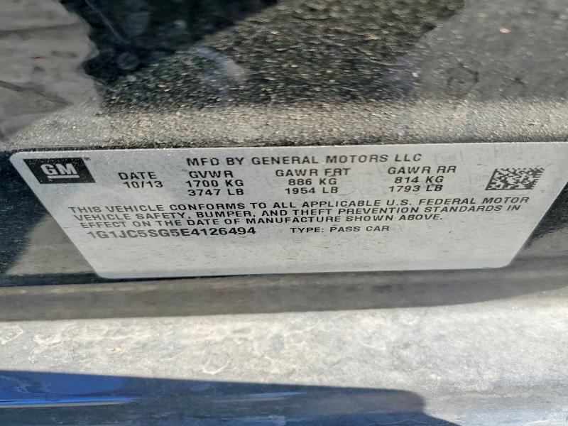 2014 Chevrolet Sonic მანქანა იყიდება აუქციონზე, vin: 1G1JC5SG5E4126494, აუქციონის ნომერი: 70949466