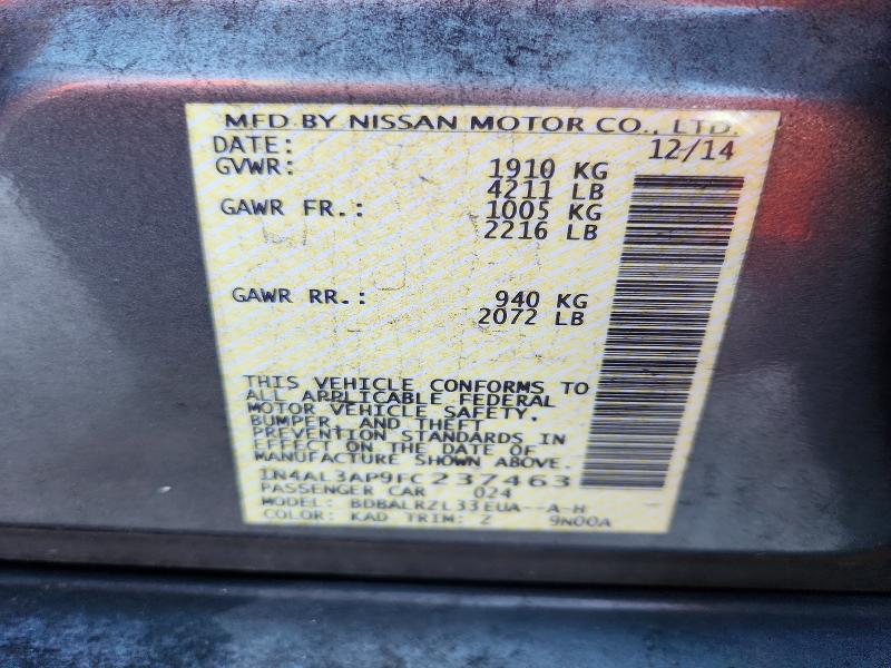 Aukcja sprzedaży 2015 Nissan Altima, vin: 1N4AL3AP9FC237463, numer aukcji: 70243516