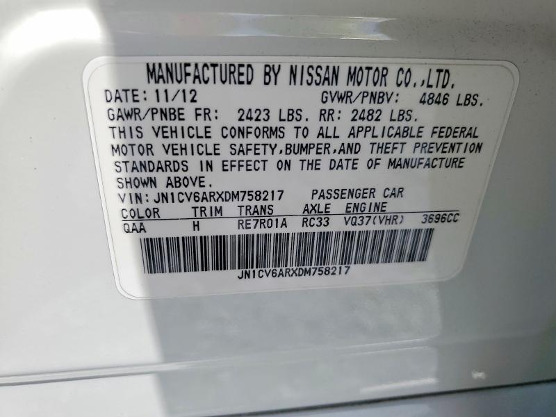Aukcja sprzedaży 2013 Infiniti G37 Sedan, vin: JN1CV6ARXDM758217, numer aukcji: 69244316