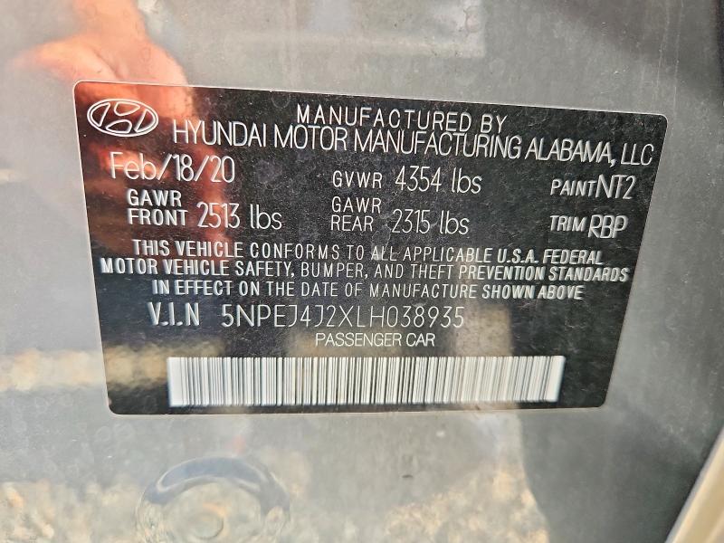Auction sale of the 2020 Hyundai Sonata, vin: 5NPEJ4J2XLH038935, lot number: 67901346
