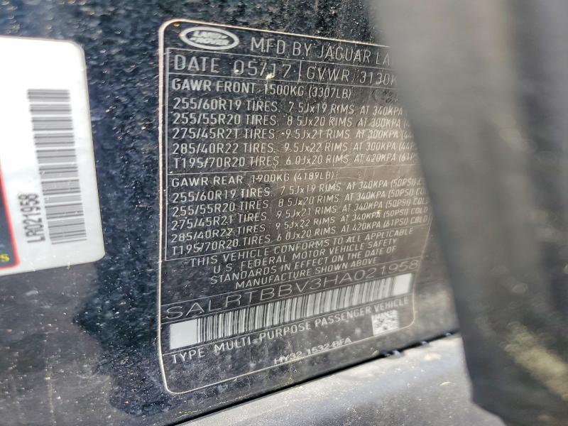 Продаж на аукціоні авто 2017 Land Rover Discovery, vin: SALRTBBV3HA021958, номер лоту: 70524196
