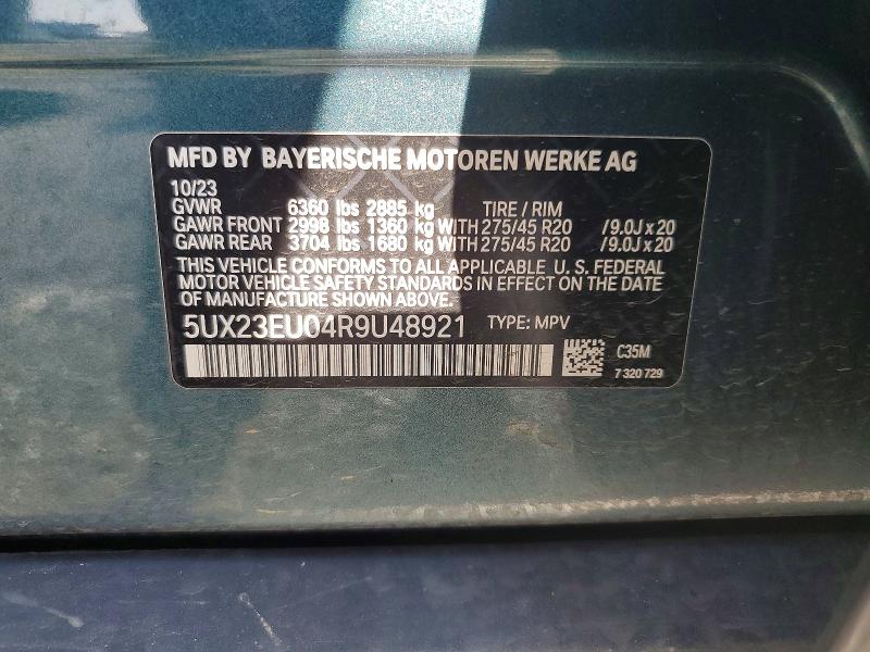 2024 Bmw X5 მანქანა იყიდება აუქციონზე, vin: 5UX23EU04R9U48921, აუქციონის ნომერი: 67176926