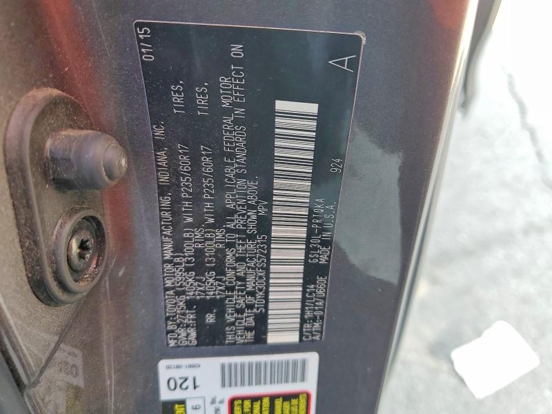 68272896 :رقم المزاد ، 5TDYK3DCXFS572315 vin ، 2015 Toyota Sienna مزاد بيع