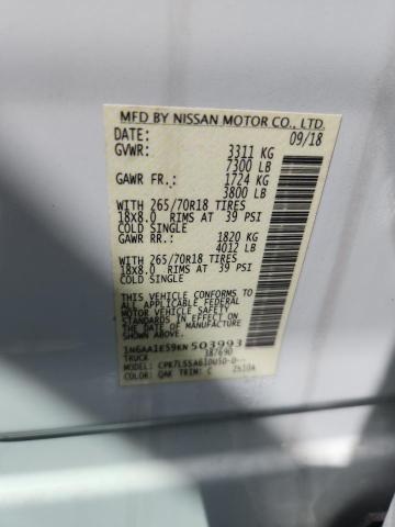 2019 Nissan Titan მანქანა იყიდება აუქციონზე, vin: 1N6AA1E59KN503993, აუქციონის ნომერი: 69690086