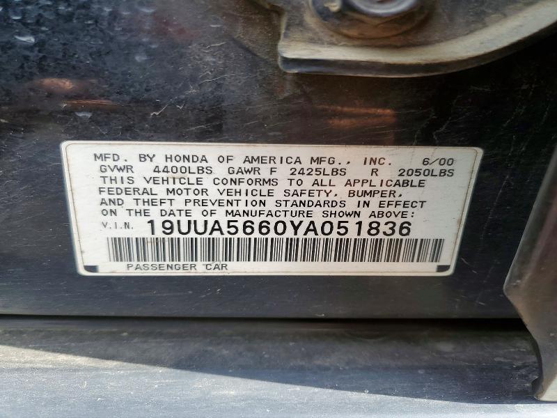 Aukcja sprzedaży 2000 Acura 3.2tl, vin: 19UUA5660YA051836, numer aukcji: 67704616