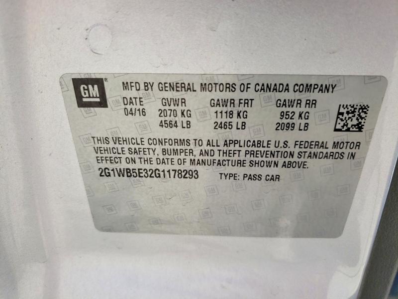 Aukcja sprzedaży 2016 Chevrolet Impala Limited, vin: 2G1WB5E32G1178293, numer aukcji: 69021586