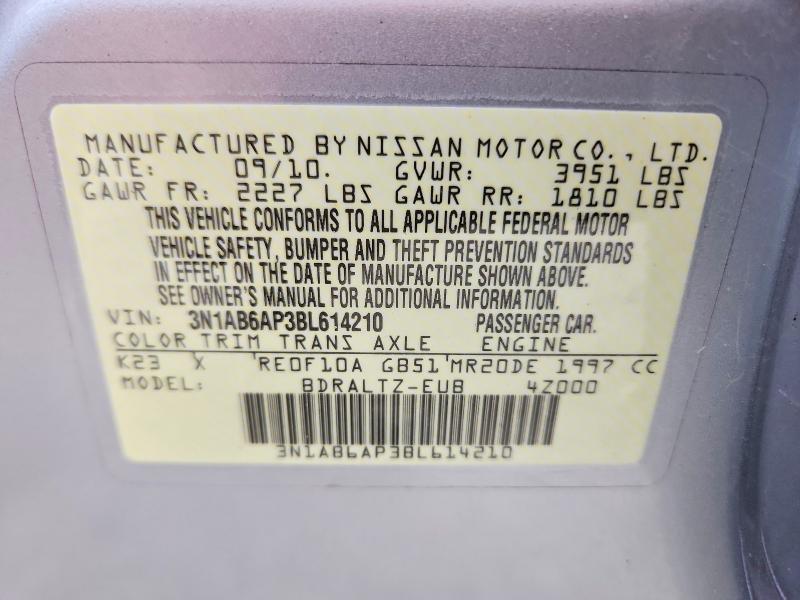 Продаж на аукціоні авто 2011 Nissan Sentra, vin: 3N1AB6AP3BL614210, номер лоту: 68215016
