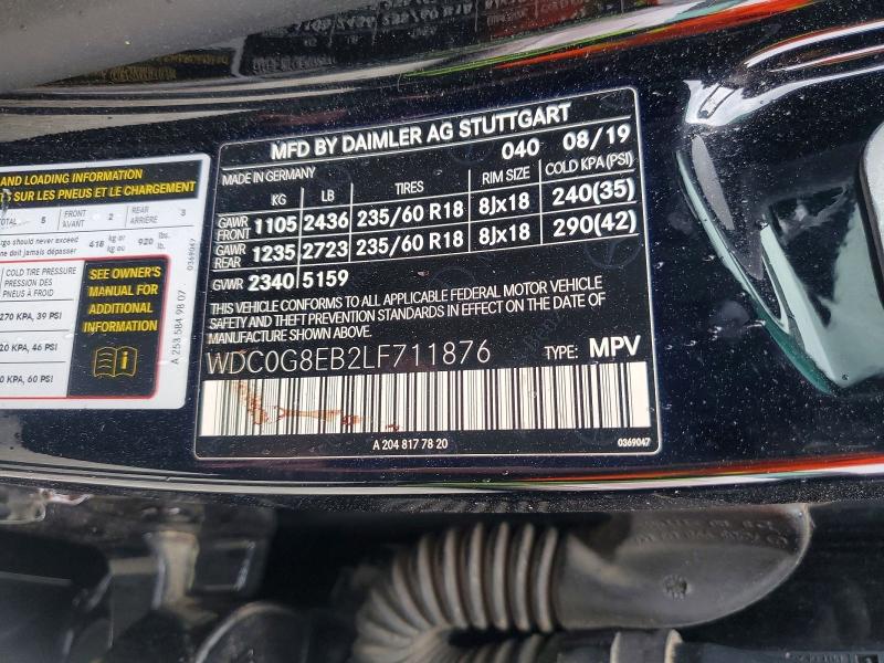2020 Mercedes-benz Glc მანქანა იყიდება აუქციონზე, vin: WDC0G8EB2LF711876, აუქციონის ნომერი: 69726946