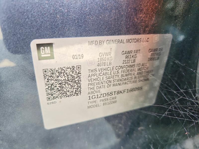 69114166 :رقم المزاد ، 1G1ZD5ST8KF166095 vin ، 2019 Chevrolet Malibu مزاد بيع