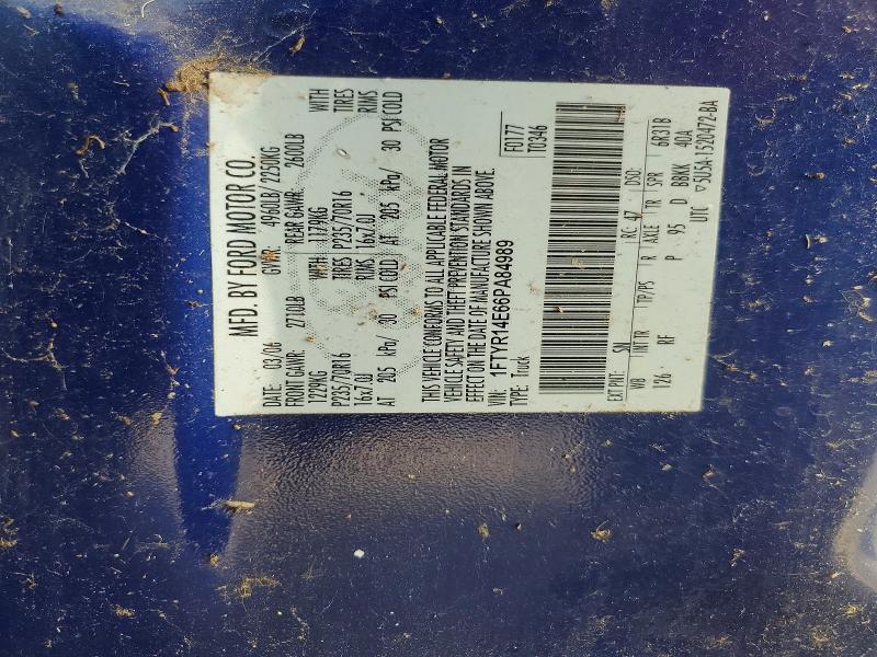 2006 Ford Ranger მანქანა იყიდება აუქციონზე, vin: 1FTYR14E66PA84989, აუქციონის ნომერი: 69131586