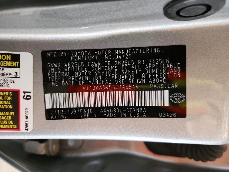 Aukcja sprzedaży 2025 Toyota Camry, vin: 4T1DAACK5SU145544, numer aukcji: 69391196