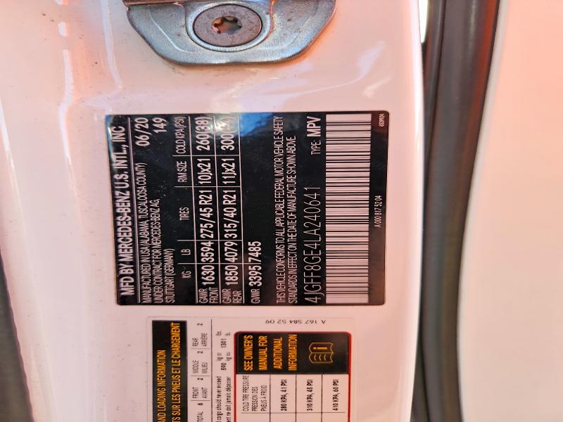 Aukcja sprzedaży 2020 Mercedes-benz Gls, vin: 4JGFF8GE4LA240641, numer aukcji: 68066286