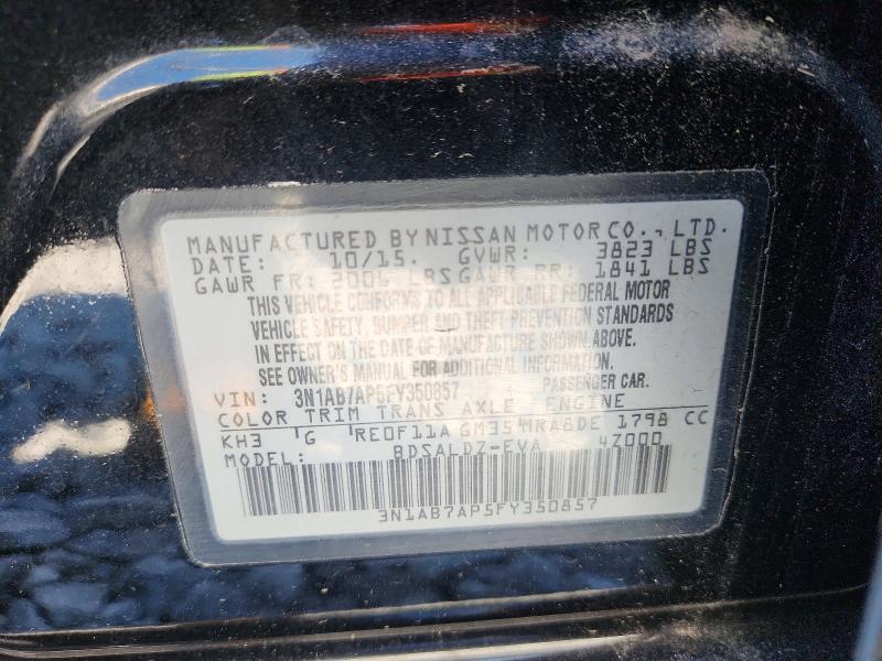 Aukcja sprzedaży 2015 Nissan Sentra, vin: 3N1AB7AP5FY350857, numer aukcji: 68996616