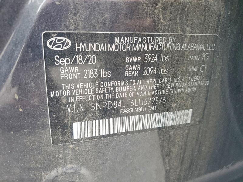 2020 Hyundai Elantra მანქანა იყიდება აუქციონზე, vin: 5NPD84LF6LH629576, აუქციონის ნომერი: 70357426