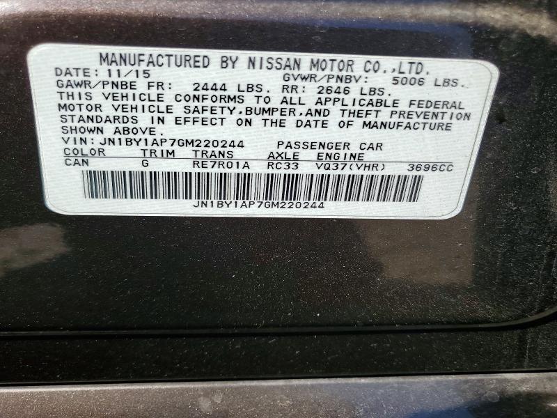 Aukcja sprzedaży 2016 Infiniti Q70, vin: JN1BY1AP7GM220244, numer aukcji: 68898626