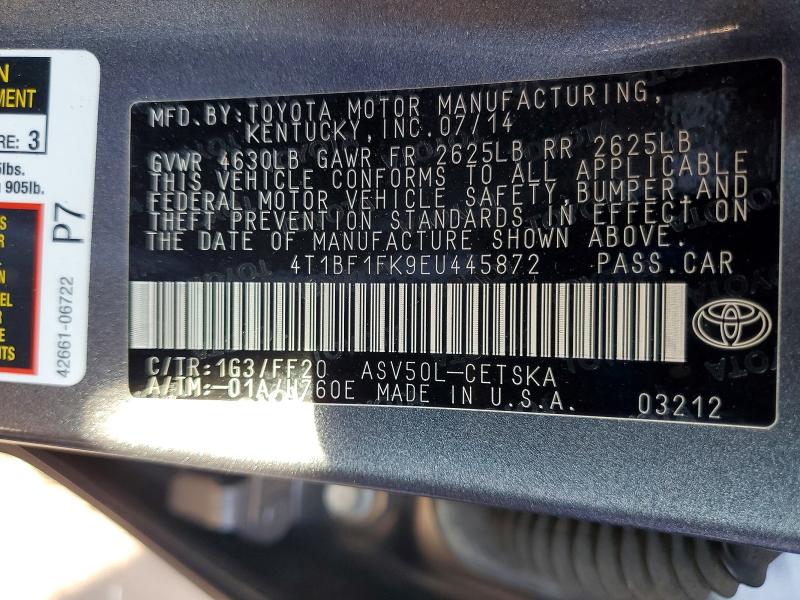 Продаж на аукціоні авто 2014 Toyota Camry, vin: 4T1BF1FK9EU445872, номер лоту: 69178236