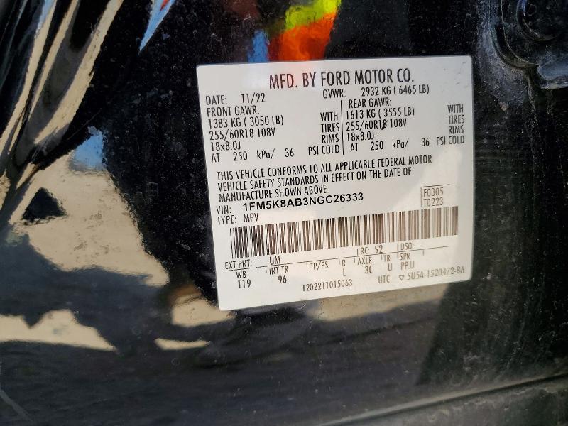 Продаж на аукціоні авто 2022 Ford Explorer, vin: 1FM5K8AB3NGC26333, номер лоту: 68064966