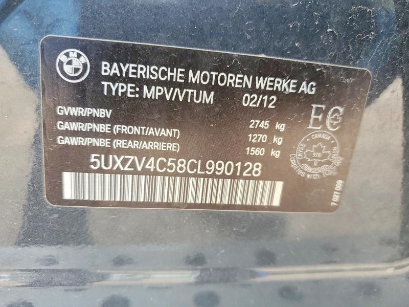 Продаж на аукціоні авто 2012 Bmw X5, vin: 5UXZV4C58CL990128, номер лоту: 68881226