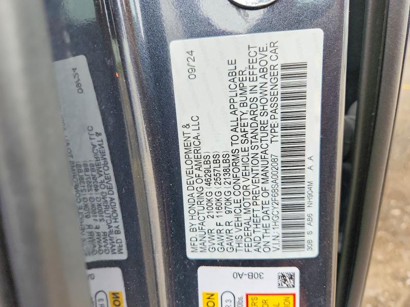 69093586 :رقم المزاد ، 1HGCY2F68SA002087 vin ، 2025 Honda Accord مزاد بيع