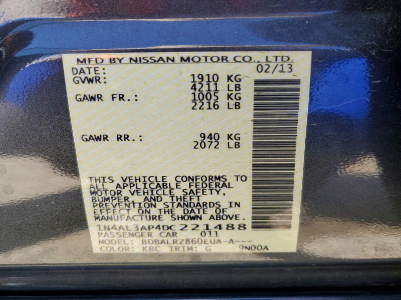 Продаж на аукціоні авто 2013 Nissan Altima, vin: 1N4AL3AP4DC221488, номер лоту: 67895736