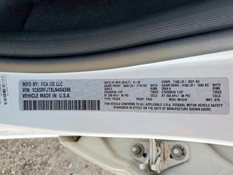 2020 Ram 1500 მანქანა იყიდება აუქციონზე, vin: 1C6SRFJT8LN404396, აუქციონის ნომერი: 68098716