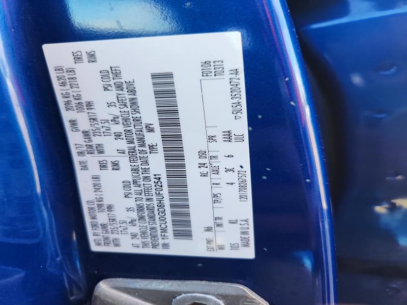 Продажа на аукционе авто 2017 Ford Escape, vin: 1FMCU0GD8HUF02541, номер лота: 70044146