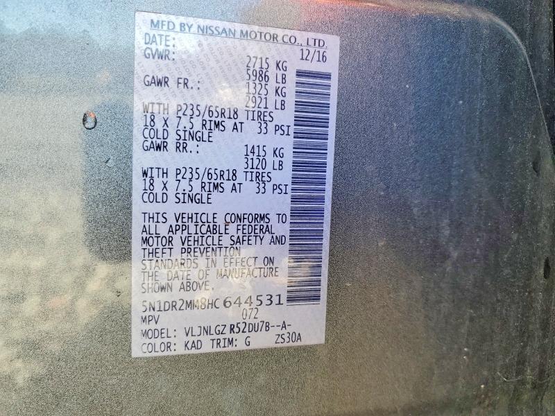 Aukcja sprzedaży 2017 Nissan Pathfinder, vin: 5N1DR2MM8HC644531, numer aukcji: 69315016