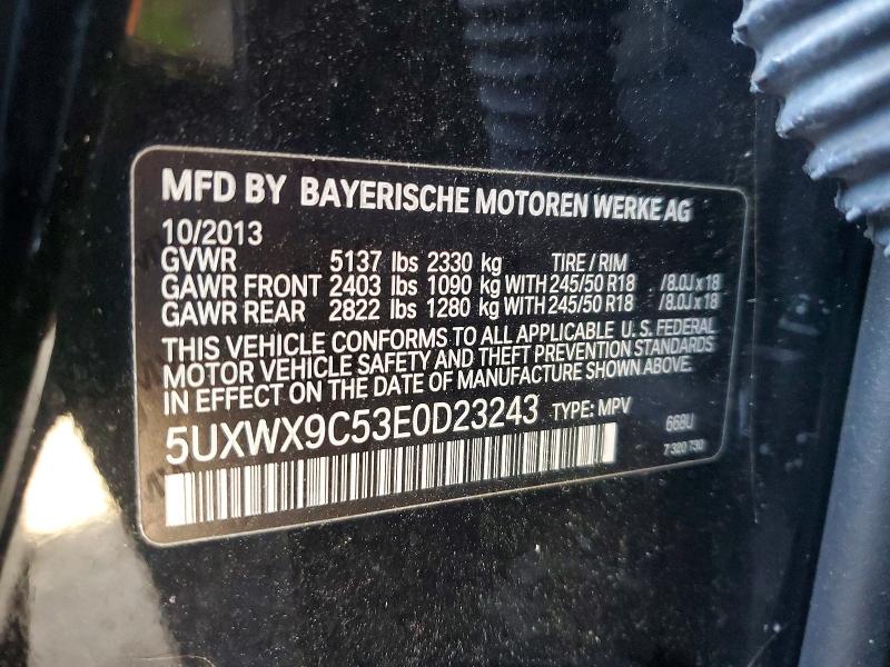 2014 Bmw X3 მანქანა იყიდება აუქციონზე, vin: 5UXWX9C53E0D23243, აუქციონის ნომერი: 68884226