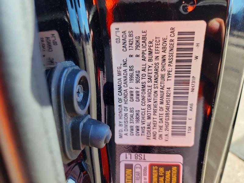 70071526 :رقم المزاد ، 2HGFG3B54EH518214 vin ، 2014 Honda Civic مزاد بيع