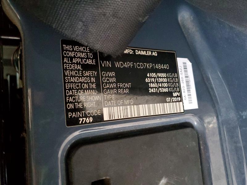 Aukcja sprzedaży 2019 Mercedes-benz Sprinter, vin: WD4PF1CD7KP148440, numer aukcji: 69590806