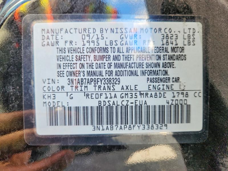 Продажа на аукционе авто 2015 Nissan Sentra, vin: 3N1AB7AP8FY338329, номер лота: 69891006