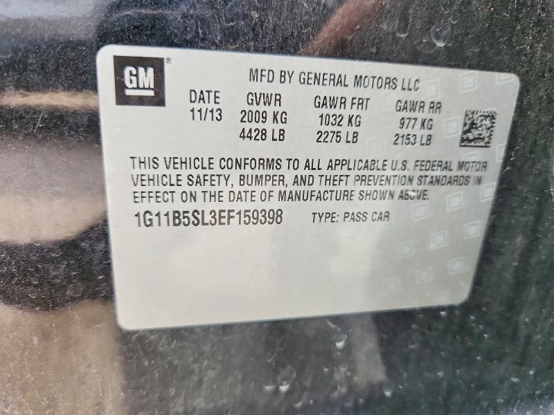 2014 Chevrolet Malibu მანქანა იყიდება აუქციონზე, vin: 1G11B5SL3EF159398, აუქციონის ნომერი: 68876126