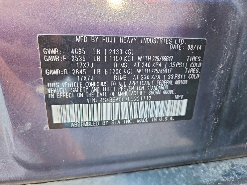 Продажа на аукционе авто 2015 Subaru Outback, vin: 4S4BSACC7F3221712, номер лота: 67314516
