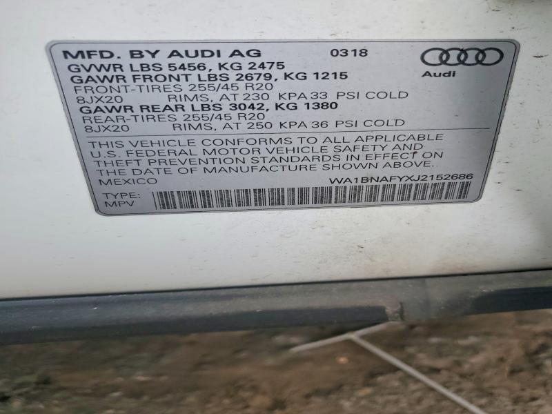 Продажа на аукционе авто 2018 Audi Q5, vin: WA1BNAFYXJ2152686, номер лота: 69980306