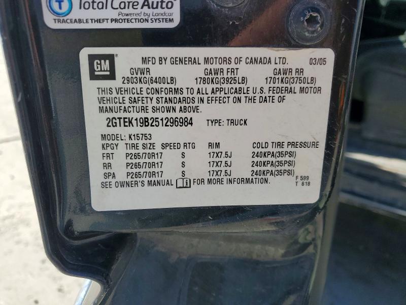 68934146 :رقم المزاد ، 2GTEK19B251296984 vin ، 2005 Gmc New Sierra مزاد بيع