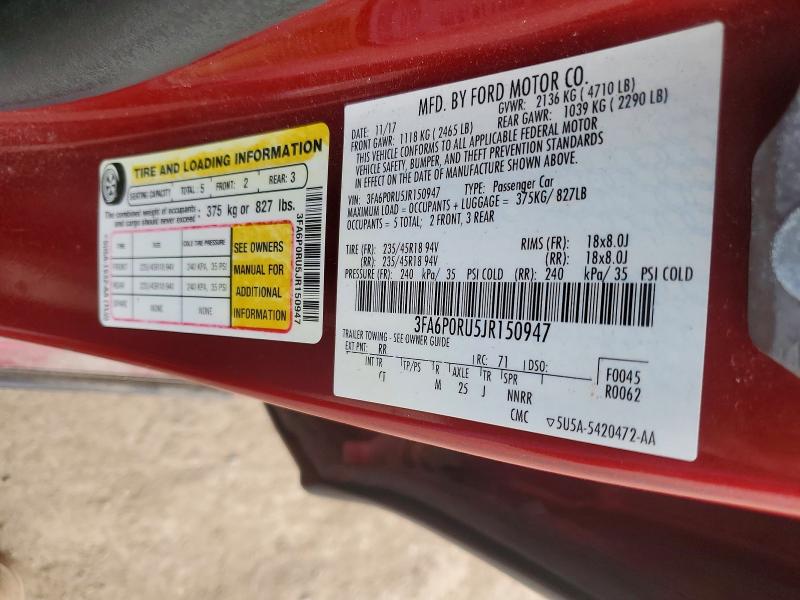 Aukcja sprzedaży 2018 Ford Fusion, vin: 3FA6P0RU5JR150947, numer aukcji: 68920616